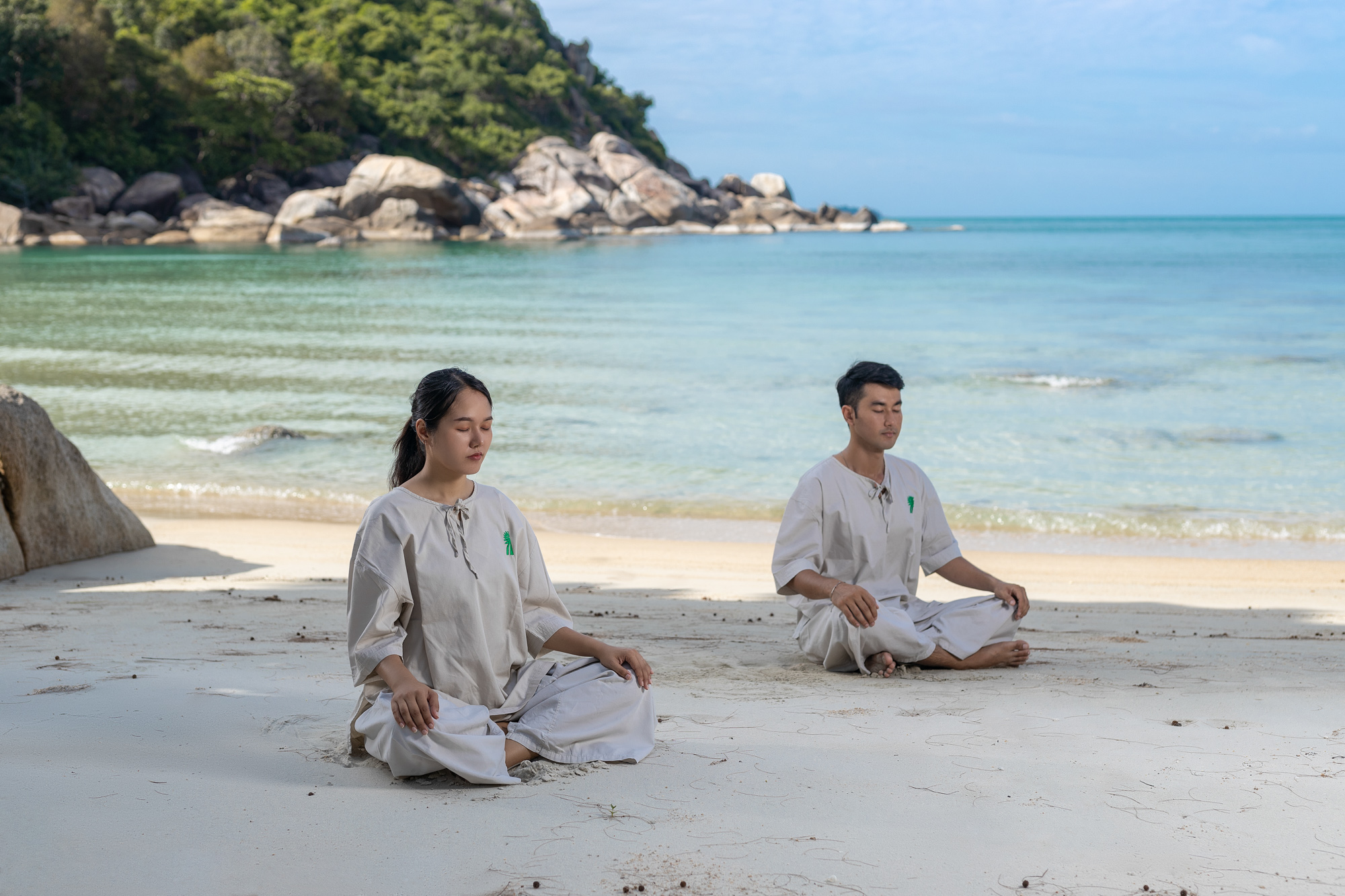 Yoga Duo By the Beach at Banyan Tre
